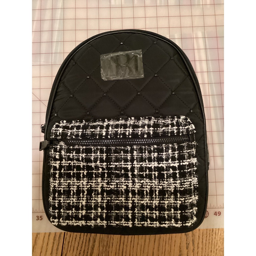 Bangz Magic Quilted Backpack Studded Tweed Pocket Black‎ Nylon Small BM4106